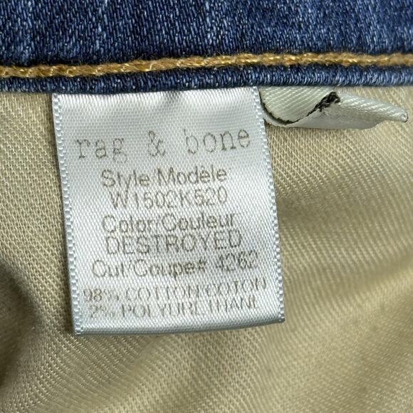 Rag & Bone Jean Jeans Womens 29 Blue Destroyed 41RB Skinny Ankle Denim - Picture 6 of 7